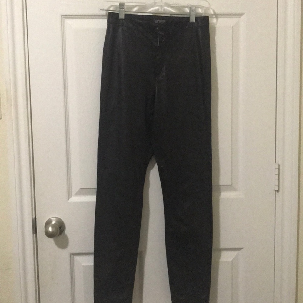 Topshop High-Rise faux leather trousers